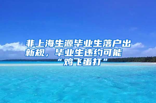 非上海生源毕业生落户出新规，毕业生违约可能“鸡飞蛋打”