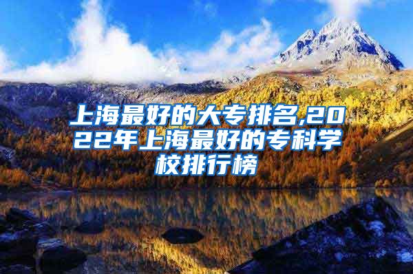 上海最好的大专排名,2022年上海最好的专科学校排行榜