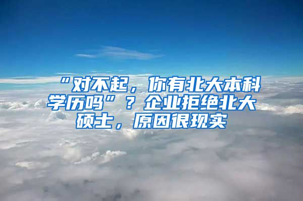 “对不起，你有北大本科学历吗”？企业拒绝北大硕士，原因很现实