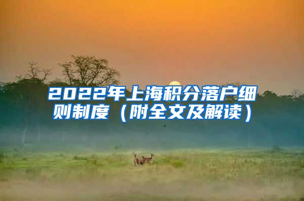 2022年上海积分落户细则制度（附全文及解读）