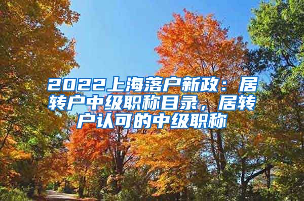 2022上海落户新政：居转户中级职称目录，居转户认可的中级职称