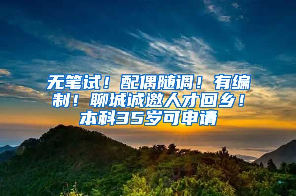 无笔试！配偶随调！有编制！聊城诚邀人才回乡！本科35岁可申请