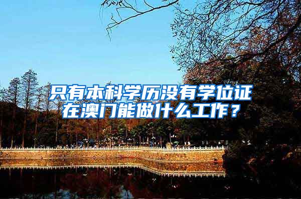 只有本科学历没有学位证在澳门能做什么工作？