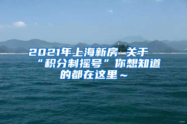 2021年上海新房 关于“积分制摇号”你想知道的都在这里～