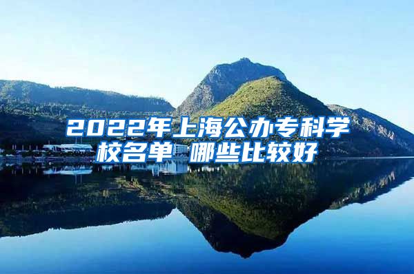 2022年上海公办专科学校名单 哪些比较好