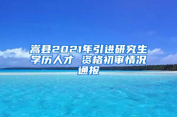 嵩县2021年引进研究生学历人才 资格初审情况通报