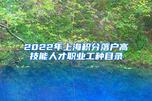 2022年上海积分落户高技能人才职业工种目录