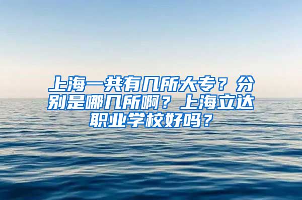 上海一共有几所大专？分别是哪几所啊？上海立达职业学校好吗？