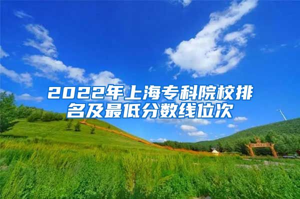 2022年上海专科院校排名及最低分数线位次