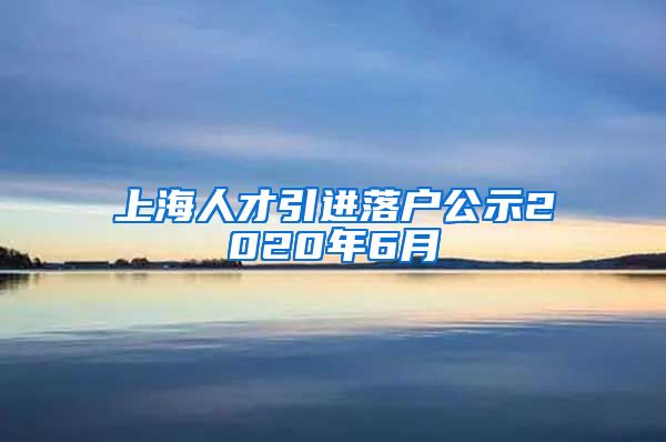 上海人才引进落户公示2020年6月