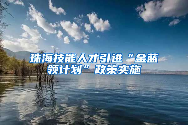 珠海技能人才引进“金蓝领计划”政策实施