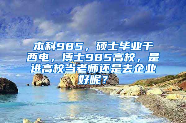 本科985，硕士毕业于西电，博士985高校，是进高校当老师还是去企业好呢？