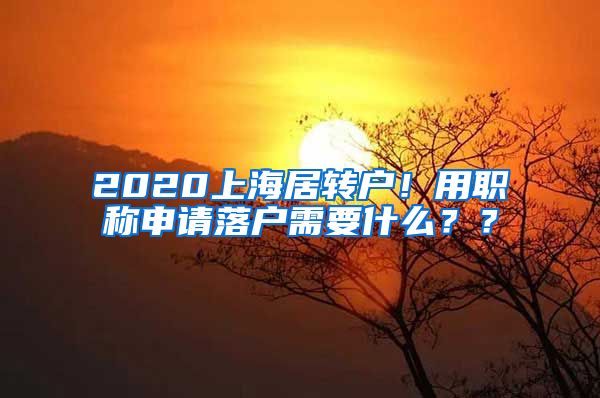 2020上海居转户！用职称申请落户需要什么？？