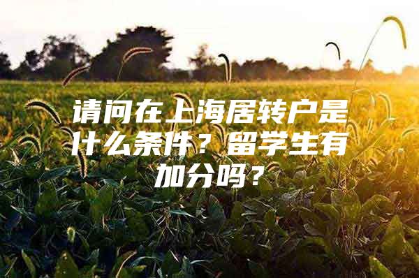 请问在上海居转户是什么条件？留学生有加分吗？