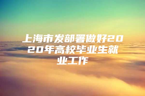 上海市发部署做好2020年高校毕业生就业工作