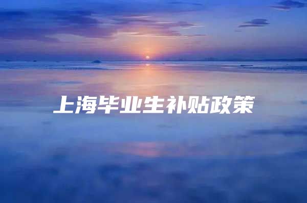 上海毕业生补贴政策