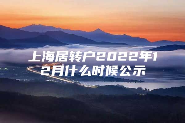 上海居转户2022年12月什么时候公示