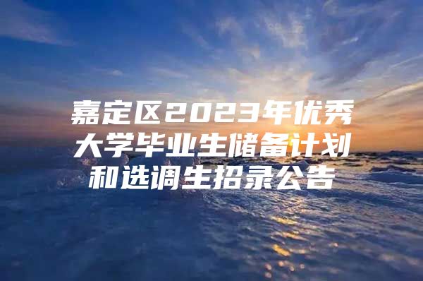 嘉定区2023年优秀大学毕业生储备计划和选调生招录公告