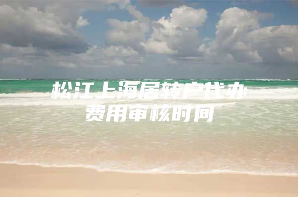 松江上海居转户代办费用审核时间