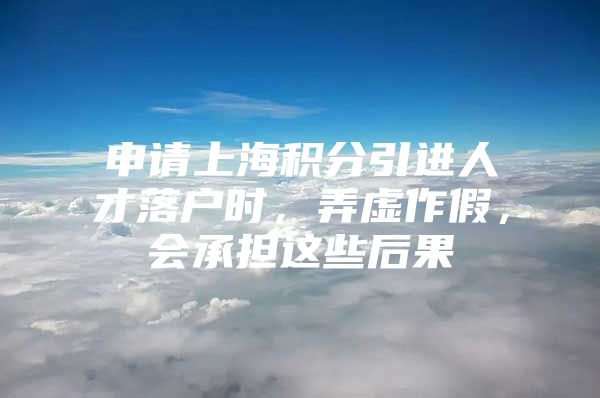 申请上海积分引进人才落户时，弄虚作假，会承担这些后果