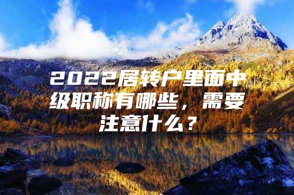 2022居转户里面中级职称有哪些，需要注意什么？