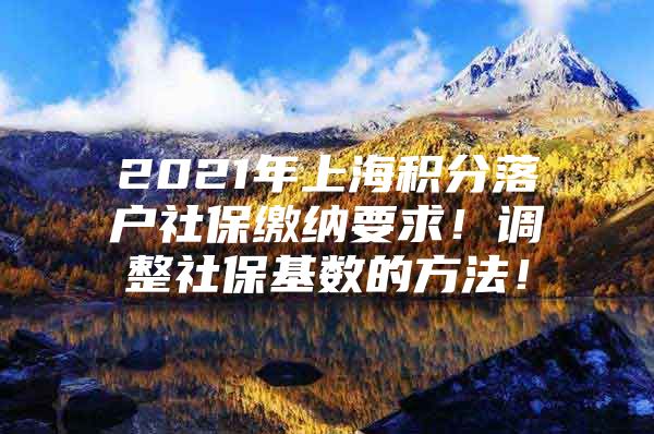 2021年上海积分落户社保缴纳要求！调整社保基数的方法！