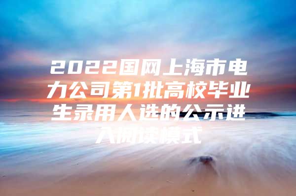 2022国网上海市电力公司第1批高校毕业生录用人选的公示进入阅读模式