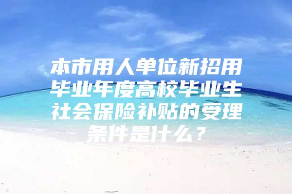 本市用人单位新招用毕业年度高校毕业生社会保险补贴的受理条件是什么？