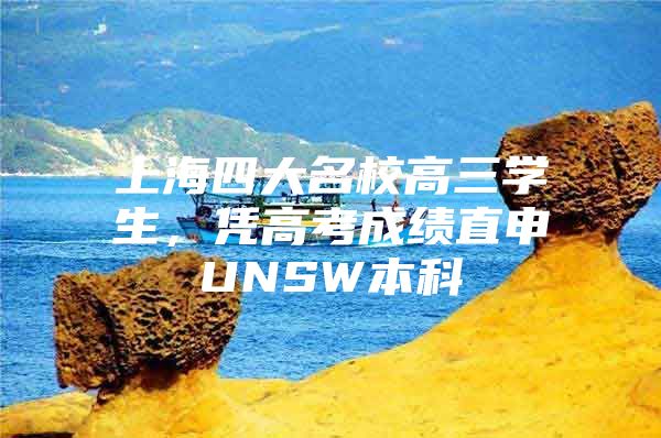 上海四大名校高三学生，凭高考成绩直申UNSW本科