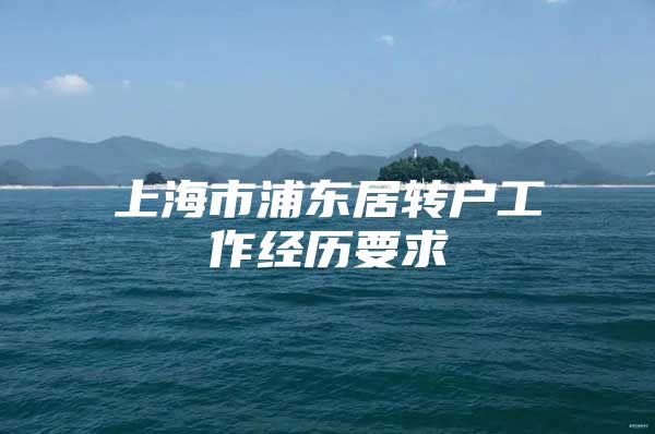 上海市浦东居转户工作经历要求