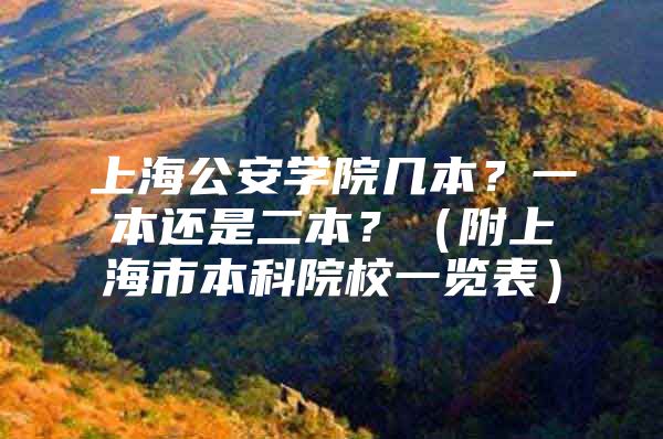 上海公安学院几本？一本还是二本？（附上海市本科院校一览表）