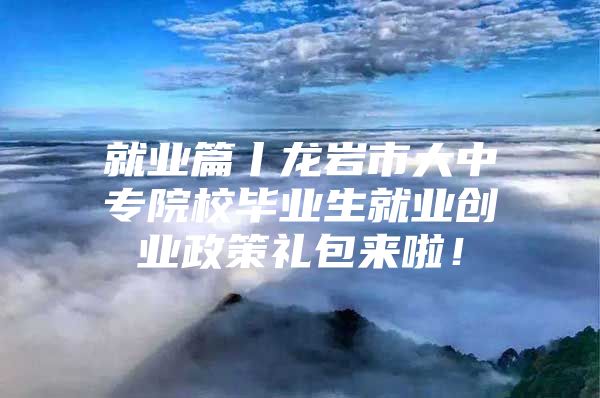 就业篇丨龙岩市大中专院校毕业生就业创业政策礼包来啦！