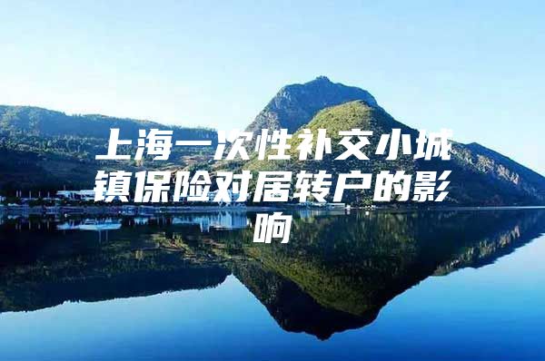 上海一次性补交小城镇保险对居转户的影响