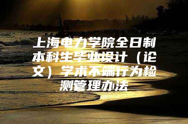 上海电力学院全日制本科生毕业设计（论文）学术不端行为检测管理办法