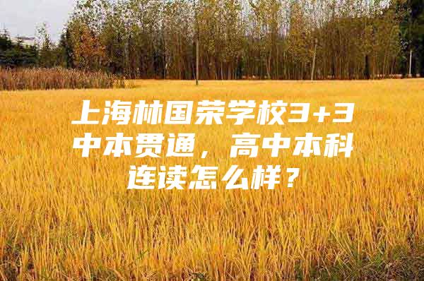 上海林国荣学校3+3中本贯通，高中本科连读怎么样？