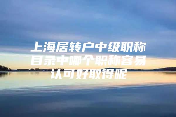 上海居转户中级职称目录中哪个职称容易认可好取得呢