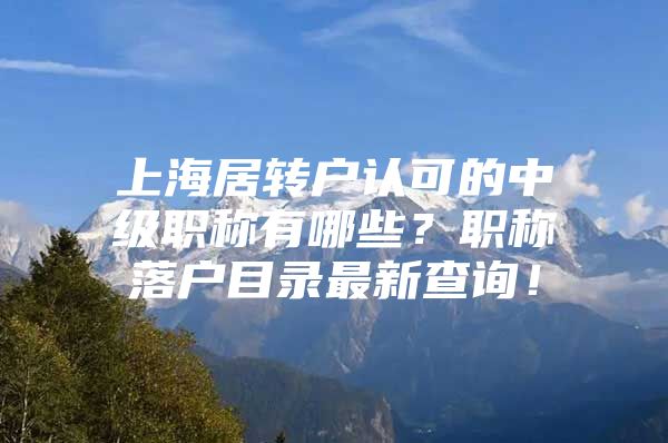 上海居转户认可的中级职称有哪些？职称落户目录最新查询！