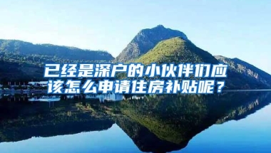 已经是深户的小伙伴们应该怎么申请住房补贴呢？