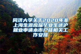 同济大学关于2020年非上海生源应届毕业生进沪就业申请本市户籍相关工作安排