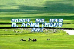 2020年，深圳，各年龄段，入户标准（列位对号入座）