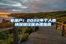 非深户！2022年个人缴纳深圳社保办理指南