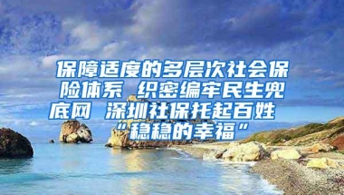 保障适度的多层次社会保险体系 织密编牢民生兜底网 深圳社保托起百姓“稳稳的幸福”