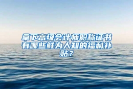 拿下高级会计师职称证书有哪些鲜为人知的福利补贴？