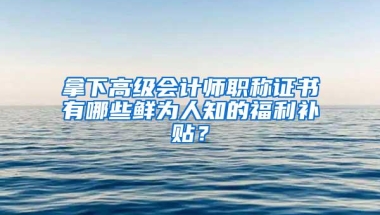 拿下高级会计师职称证书有哪些鲜为人知的福利补贴？