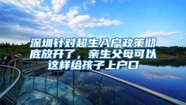 深圳针对超生入户政策彻底放开了，亲生父母可以这样给孩子上户口