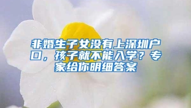 非婚生子女没有上深圳户口，孩子就不能入学？专家给你明细答案