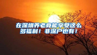 在深圳养老竟能享受这么多福利！非深户也有！