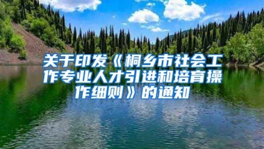 关于印发《桐乡市社会工作专业人才引进和培育操作细则》的通知