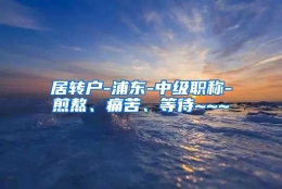 居转户-浦东-中级职称-煎熬、痛苦、等待~~~