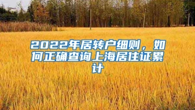 2022年居转户细则，如何正确查询上海居住证累计